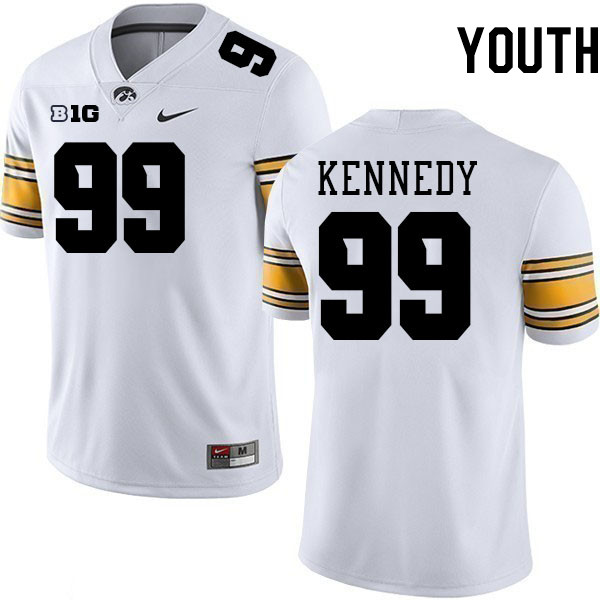 Youth #99 Devan Kennedy Iowa Hawkeyes College Football Jerseys Stitched-White